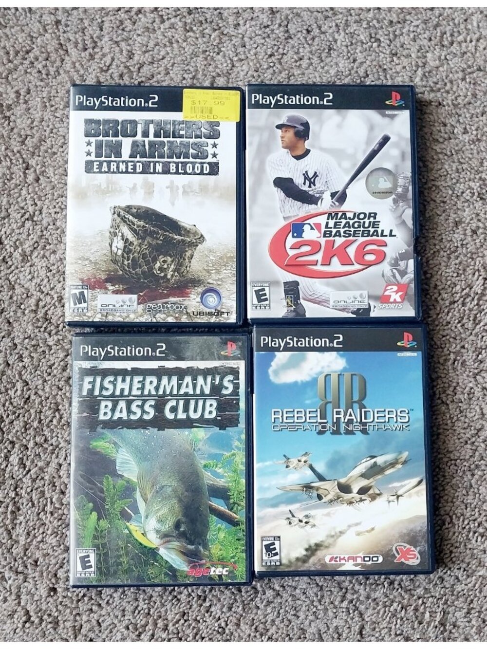 Sony Playstation 2 PS2 Games Lot MLB 2k6 Fishermans Bass Brother In Arms Rebel
